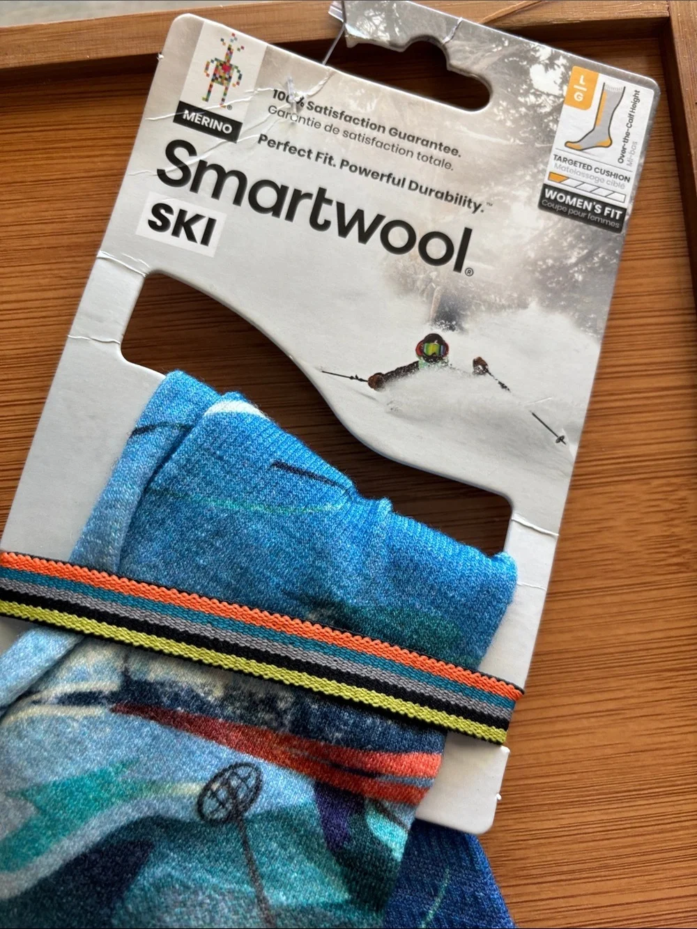 Smartwool Women’s Ski Crew Socks Blue, Teal & Orange, Targeted Cushion
